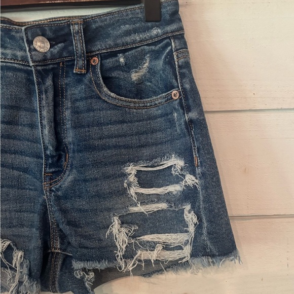 American Eagle Outfitters Blue Jean Shorts Distressed Frayed Hem - Picture 3 of 10